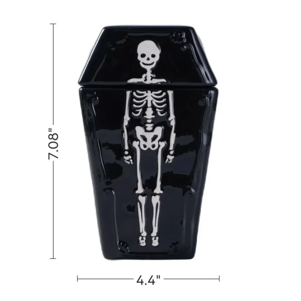 NEW Ceramic Coffin Jar Bathroom Decor Black Goth Skeleton Party Decorations Goth